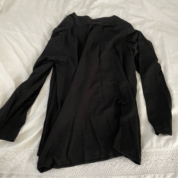 Eileen Fisher LARGE Black Open Front Long Cardigan Women's silk blend - Picture 5 of 5